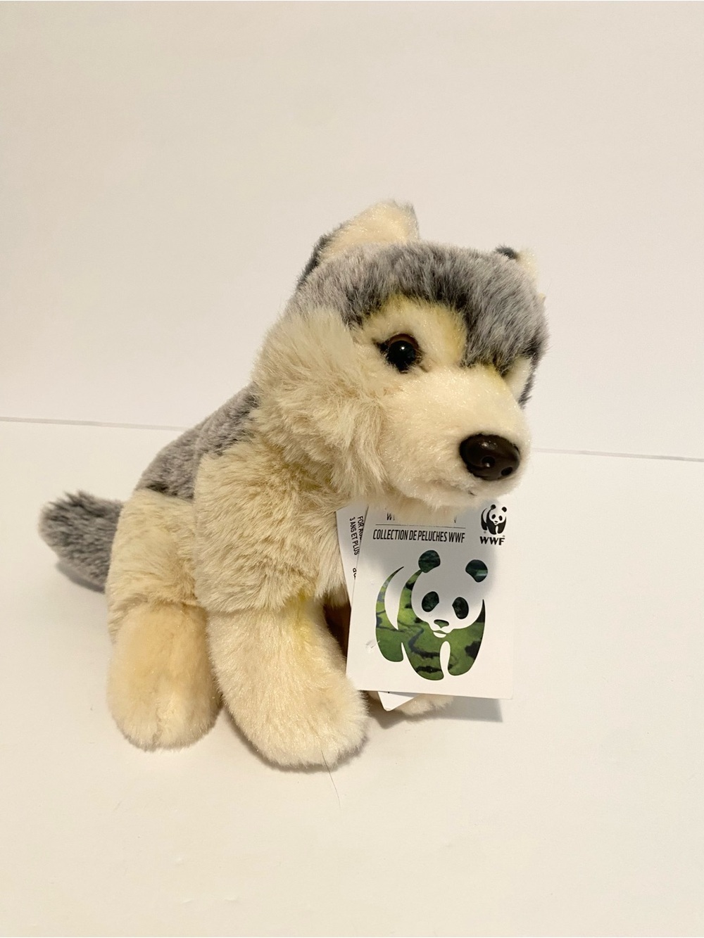 WWF Wolf Plush 7” Realistic Stuffed Animal Toy Timber Wolf Puppy Dog